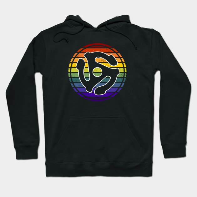 Vintage Gay Pride Retro 45rpm Adapter Hoodie by Muzehack